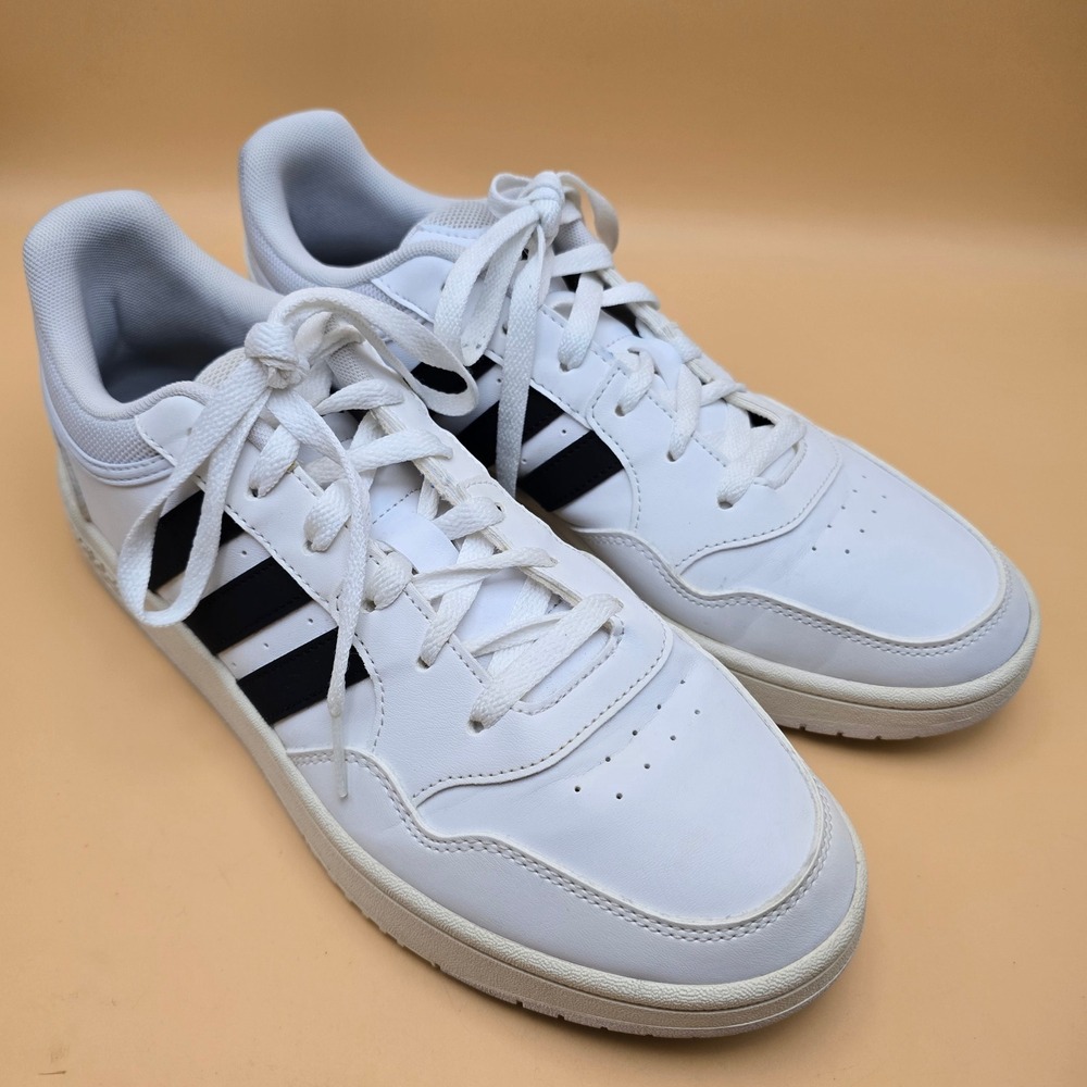 Adidas Hoops 3.0 Low White Black Basketball Sneakers GY5434 Mens 8.5